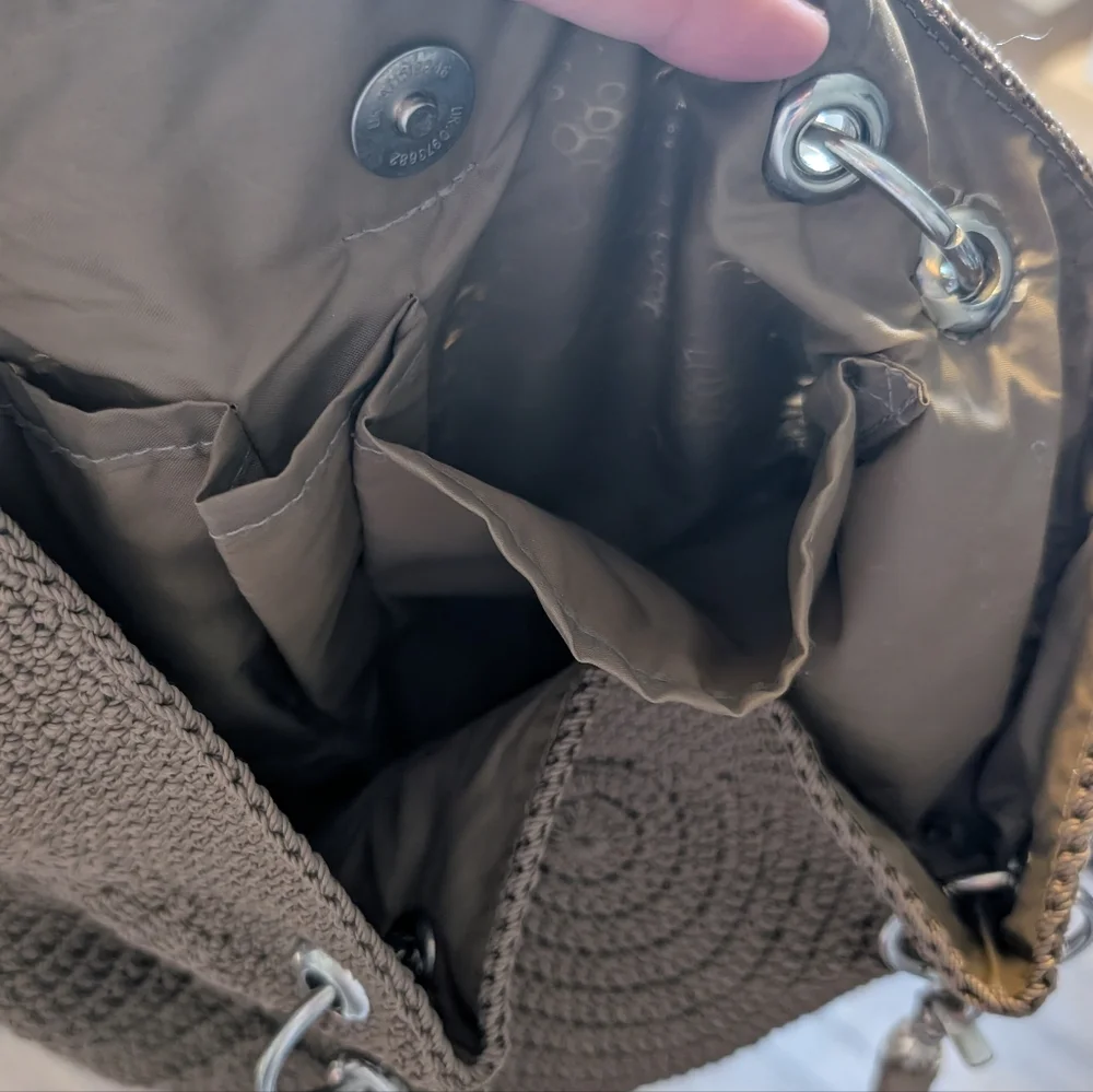 The Sak Tan‎ Textured Tote with Metallic Silver Handle Details